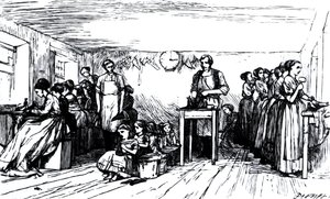 Mujeres y Niños Haciendo Zapatos de English School